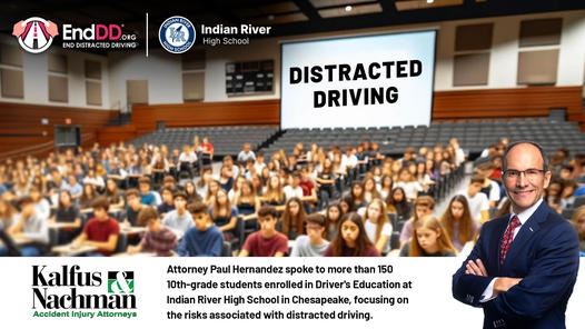 Attorney Paul Hernandez spoke to students enrolled in Driver's Ed at Indian River High School about distracted driving